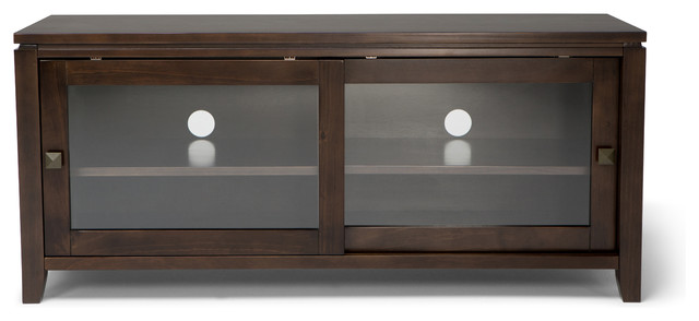 Solid Wood 48 Inch Wide Tv Media Stand And In Mahogany Brown For Tvs Up ...