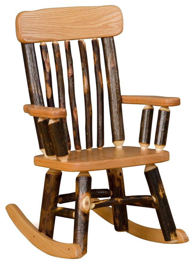 Hickory Log Spindle Back Child Rocker Rustic Rocking Chairs by