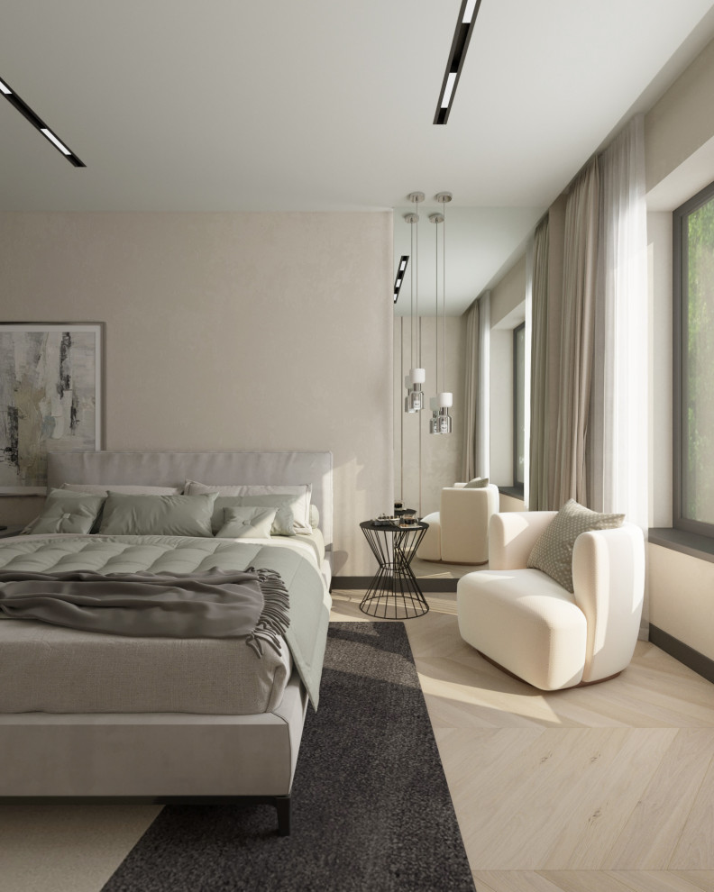 Спальня в тёплых тонах