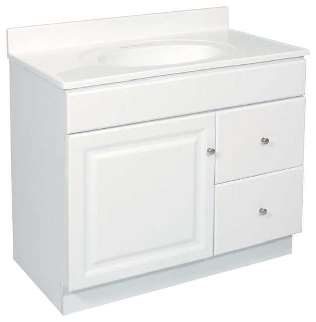 Wyndham 36 X21 White 1 Door 2 Drawer Semi Gloss Finish Wyndham 36 X21 White 1 Door 2 Drawer Semi Gloss Finish Traditional Bathroom Vanities And Sink Consoles By Design House