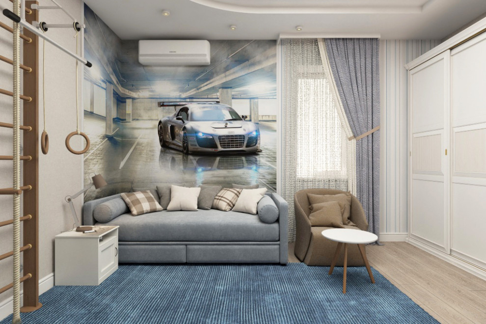 Детская комната для мальчика с применением фотообоев