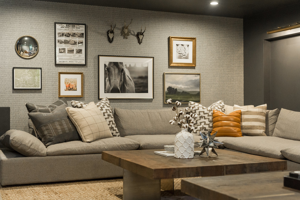 Basement - rustic basement idea in Cedar Rapids
