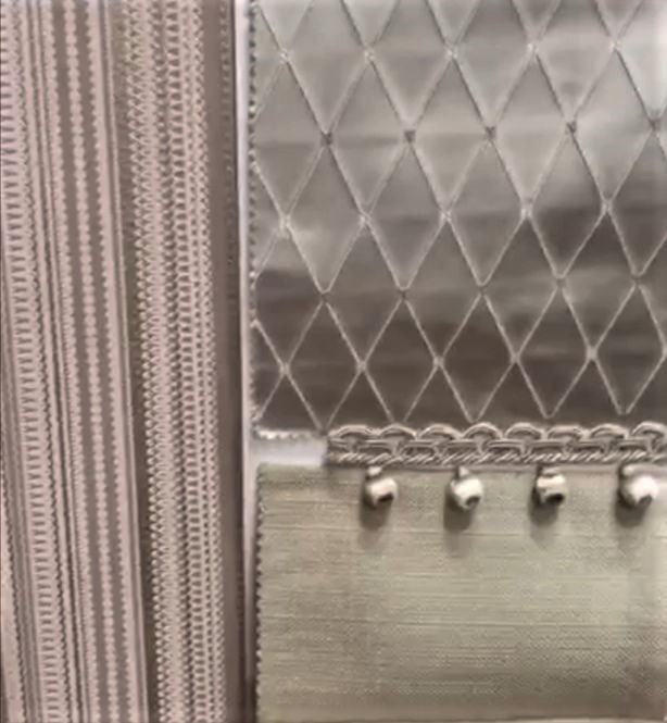 Подбор ткани для комбинированных штор на кухню.