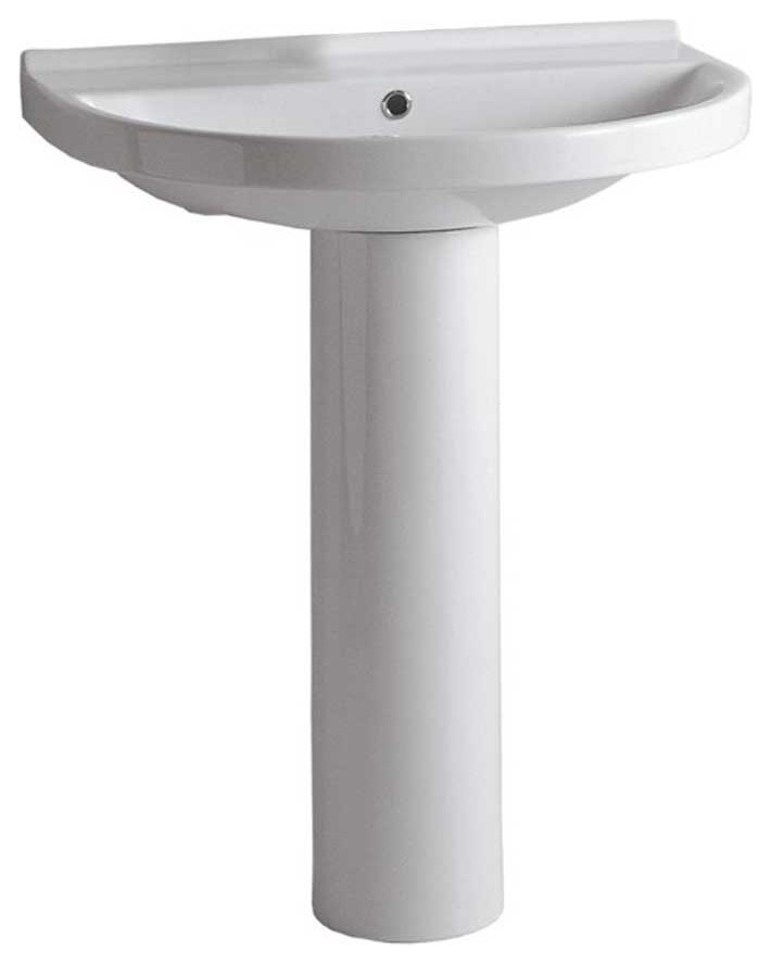27.5 in. Tubular Pedestal Sink in White with Chrome Overflow