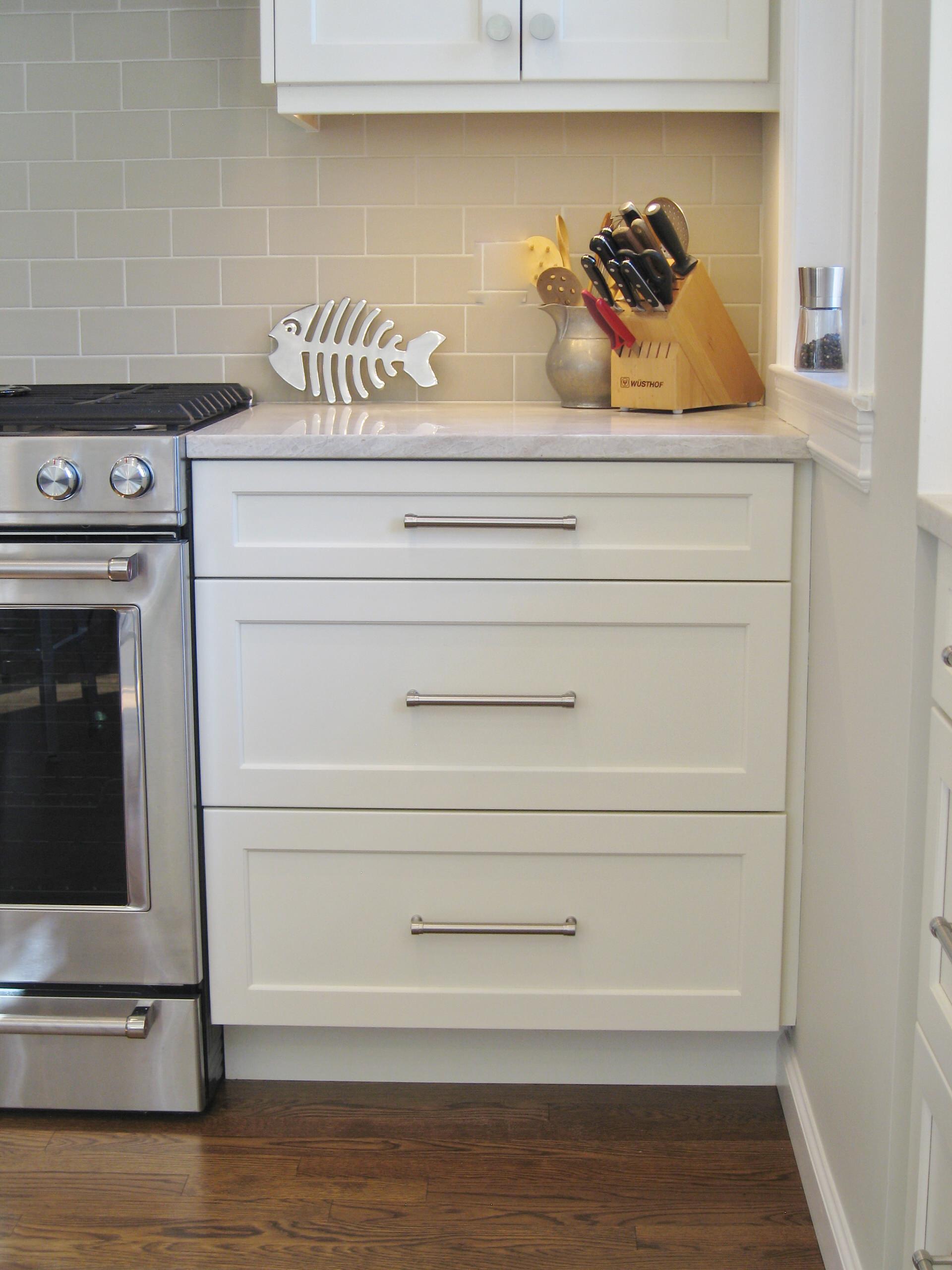 White and Stained Kitchen in Rye