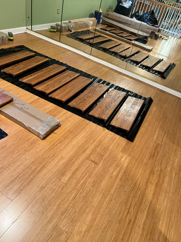 Engineered Hardwood Flooring Installation & Custom Stair Tread Renovation