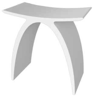 IN STOCK: Stone Resin Arched Modern Stool 17" Tall - Contemporary