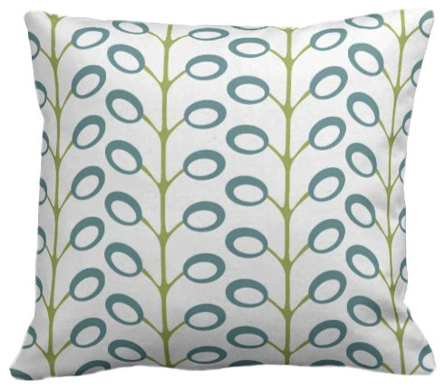 Bud Organic Pillow Cover, Surf/Lime/Natural, 18x15
