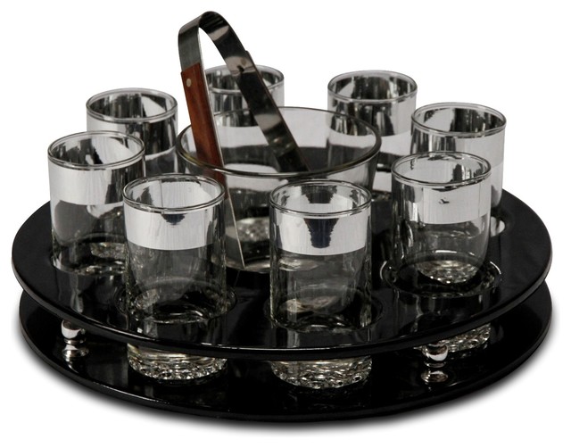 Black Patent Leather Barware Set