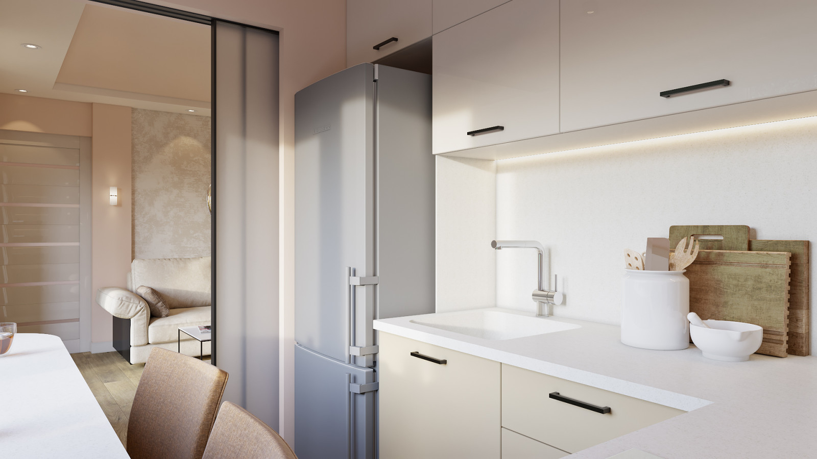 Дизайн двухкомнатной квартиры 44 м2