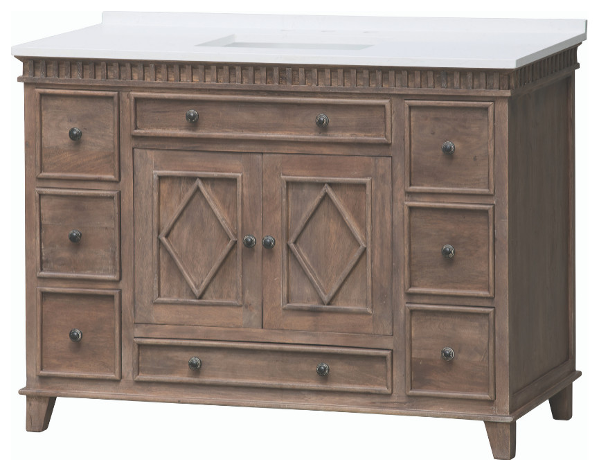 48 Inch Large Distressed Bathroom Vanity with Choice of Top and Sink ...