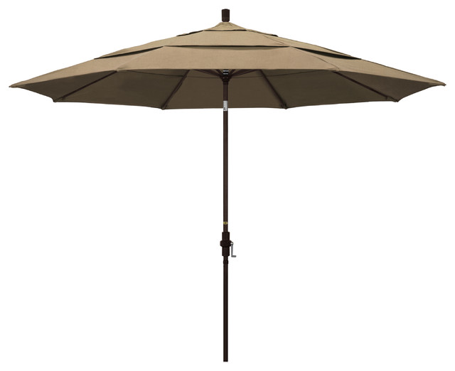 11 Aluminum Umbrella Collar Tilt Bronze Sunbrella Heather Beige 11 Aluminum Umbrella Collar Tilt Bronze Sunbrella Heather Beige Contemporary Outdoor Umbrellas By Homesquare