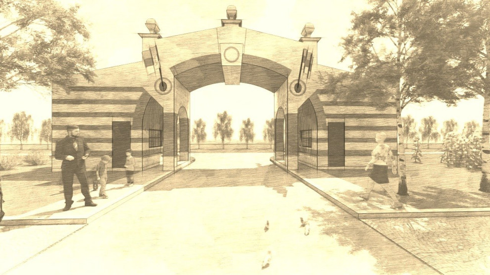 Entrance in small hotel complex