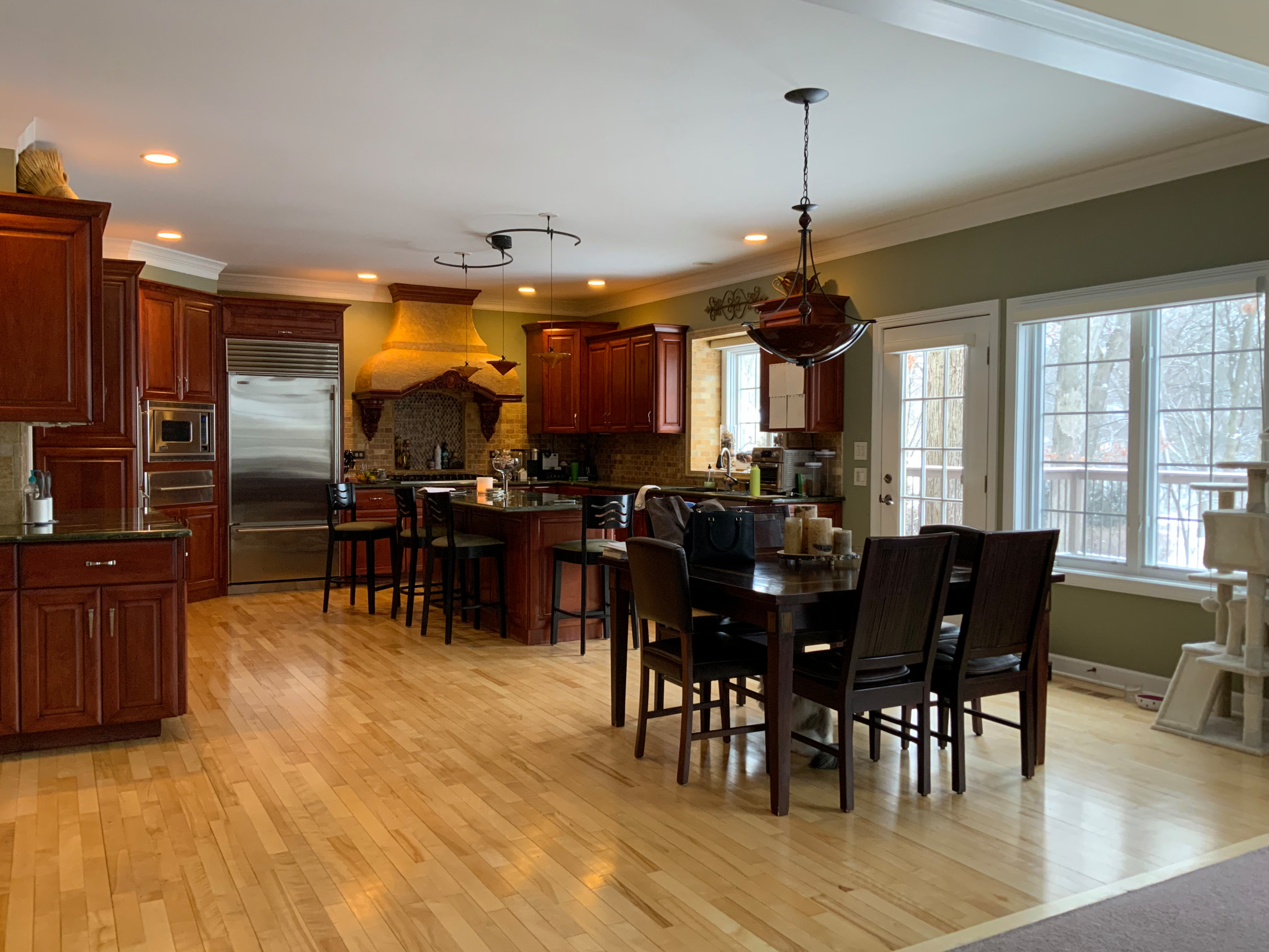 Chic Transitional Kitchen and Living Room