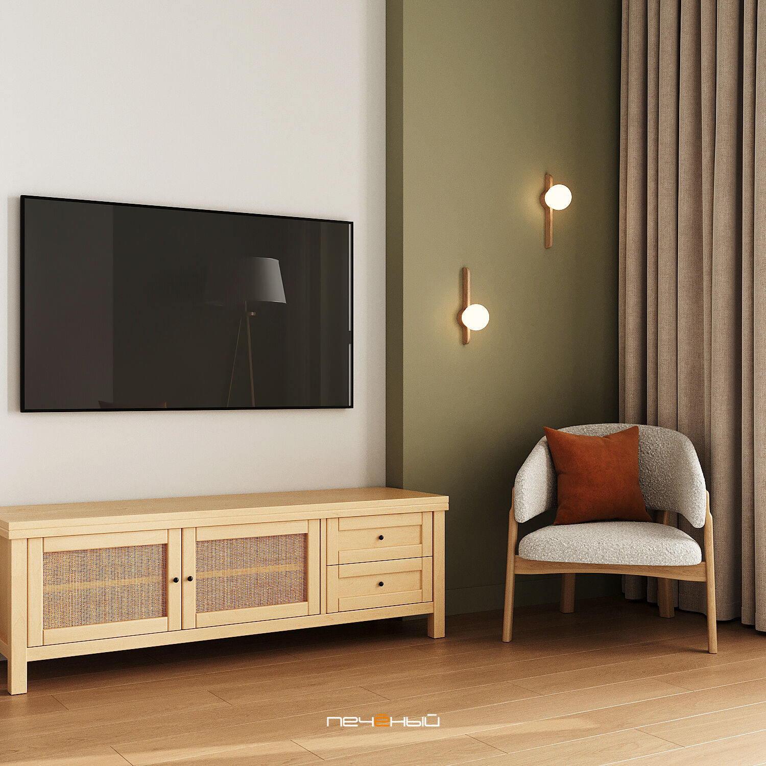 2025 Дизайн 2-комн. квартиры 76 м² в современном стиле, Москва, Green Park