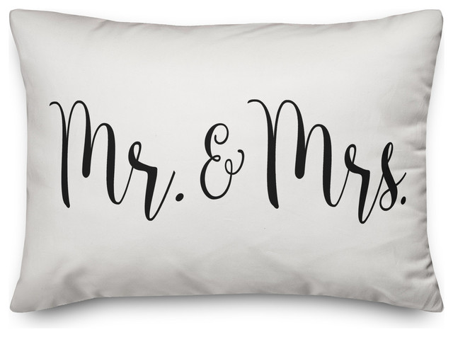 Mr And Mrs Script 14x20 Throw Pillow Contemporary Decorative
