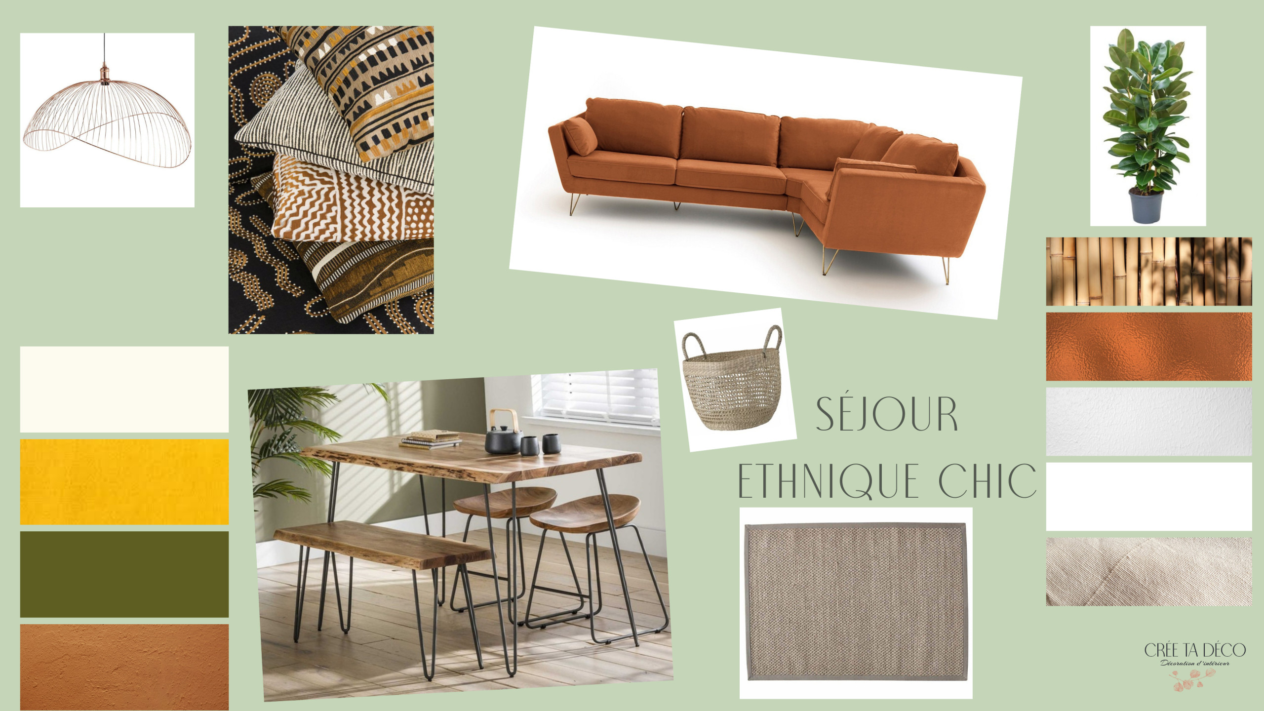 Moodboard séjour ethnique chic