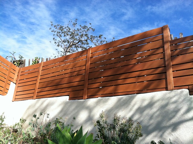 Modern Horizontal Redwood Fence