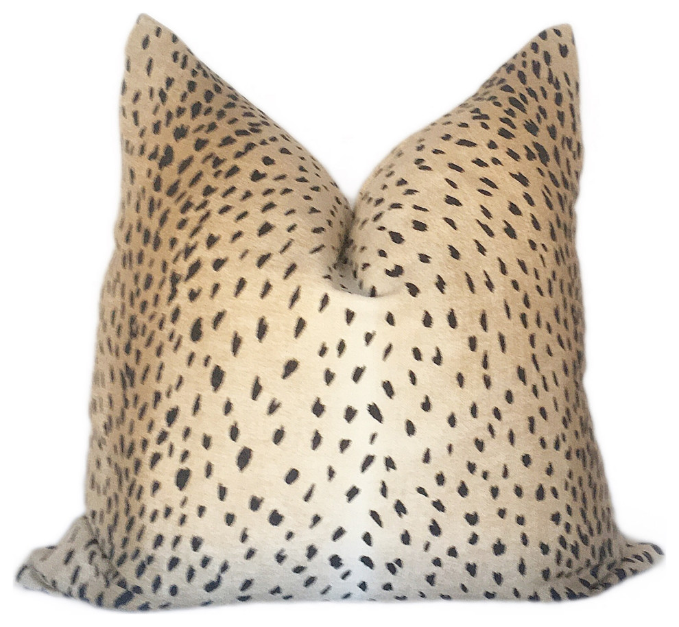 Antelope Print Linen Pillow Cover, Brown and Black, 20" X 20"