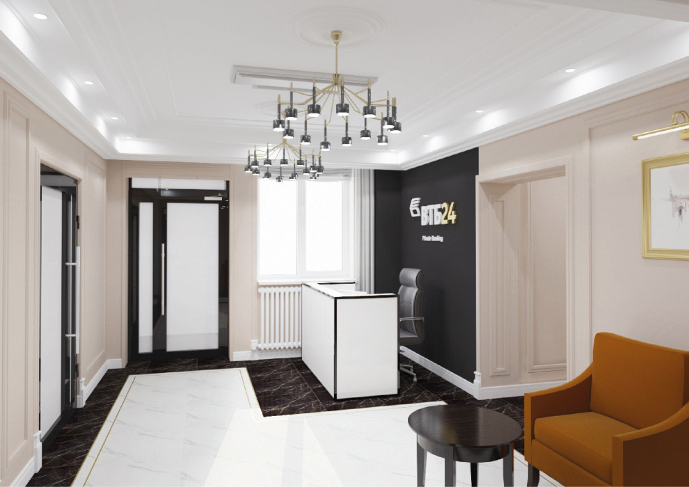 Проект офиса банка «ВТБ» для премиального сегмента обслуживания.