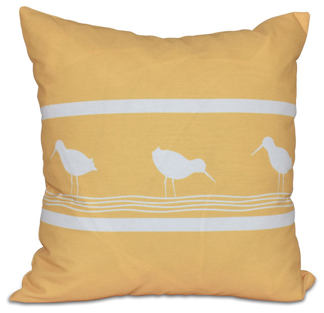 Birdwalk, Animal Print Pillow, Yellow, 16"x16"