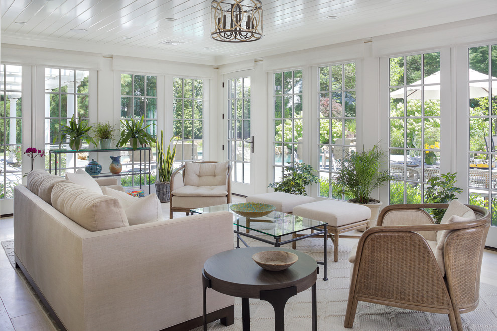 Design ideas for a traditional sunroom in New York with a standard ceiling.