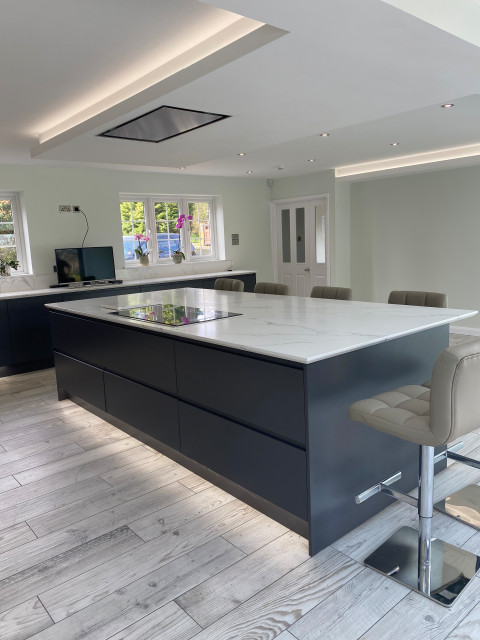 Matt Graphite and Light Grey Handleless Kitchen contemporary-kitchen
