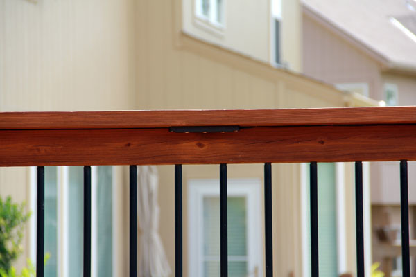 Deck lighting using low under railing LED lights american-traditional-terrace