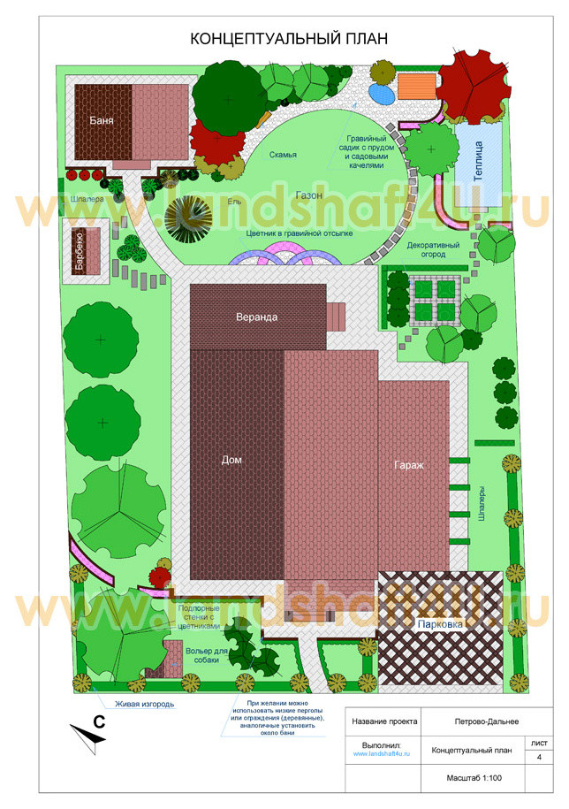 Ландшафтный проект загородного участка в Петрово-Дальнем