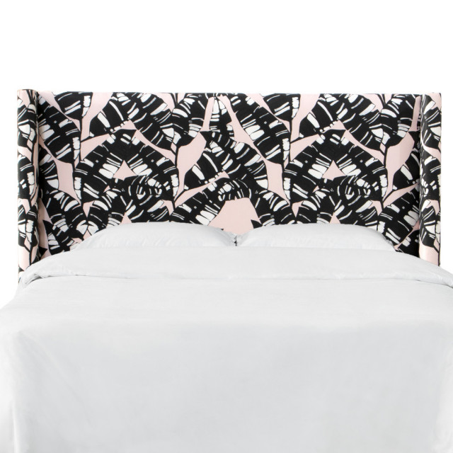 Wingback Headboard, Palm Springs Blush Black, Full Tropical