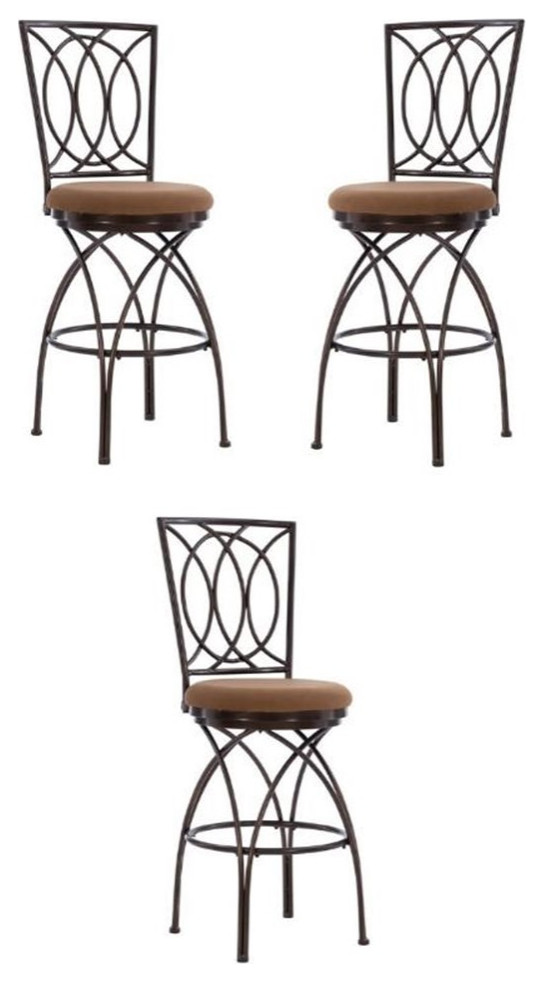 Home Square 30" Big and Tall Metal Cross Legs Bar Stool in Bronze Set of 3 Transitional