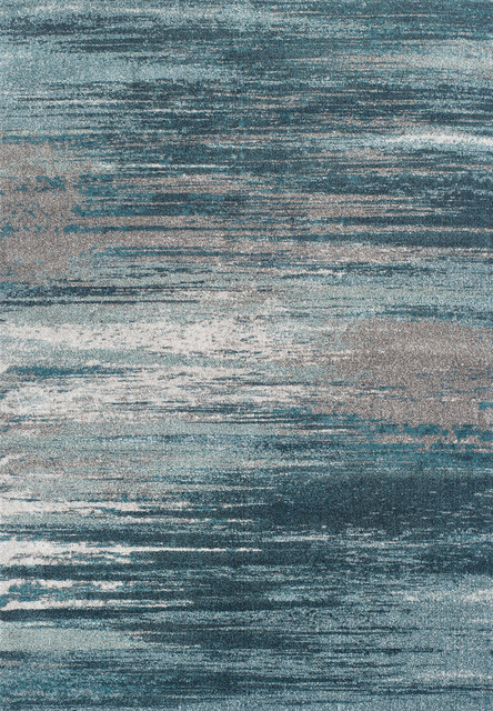 Addison Platinum Abstract Stripe Area Rug, Peacock, 7'10"x10'7"