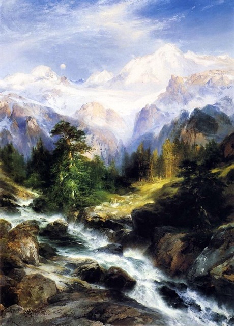 The Three Tetons by Thomas Moran Paper Print Repro