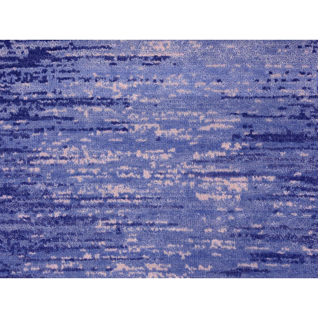 Hand Knotted Zero Pile Pure Wool Only Blue Oriental Runner Rug, 2'7" x 10'2" Contemporary