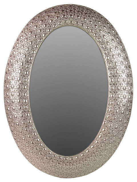 Truly Precio Agnificent Oval Shaped Metal Mirror In Silver