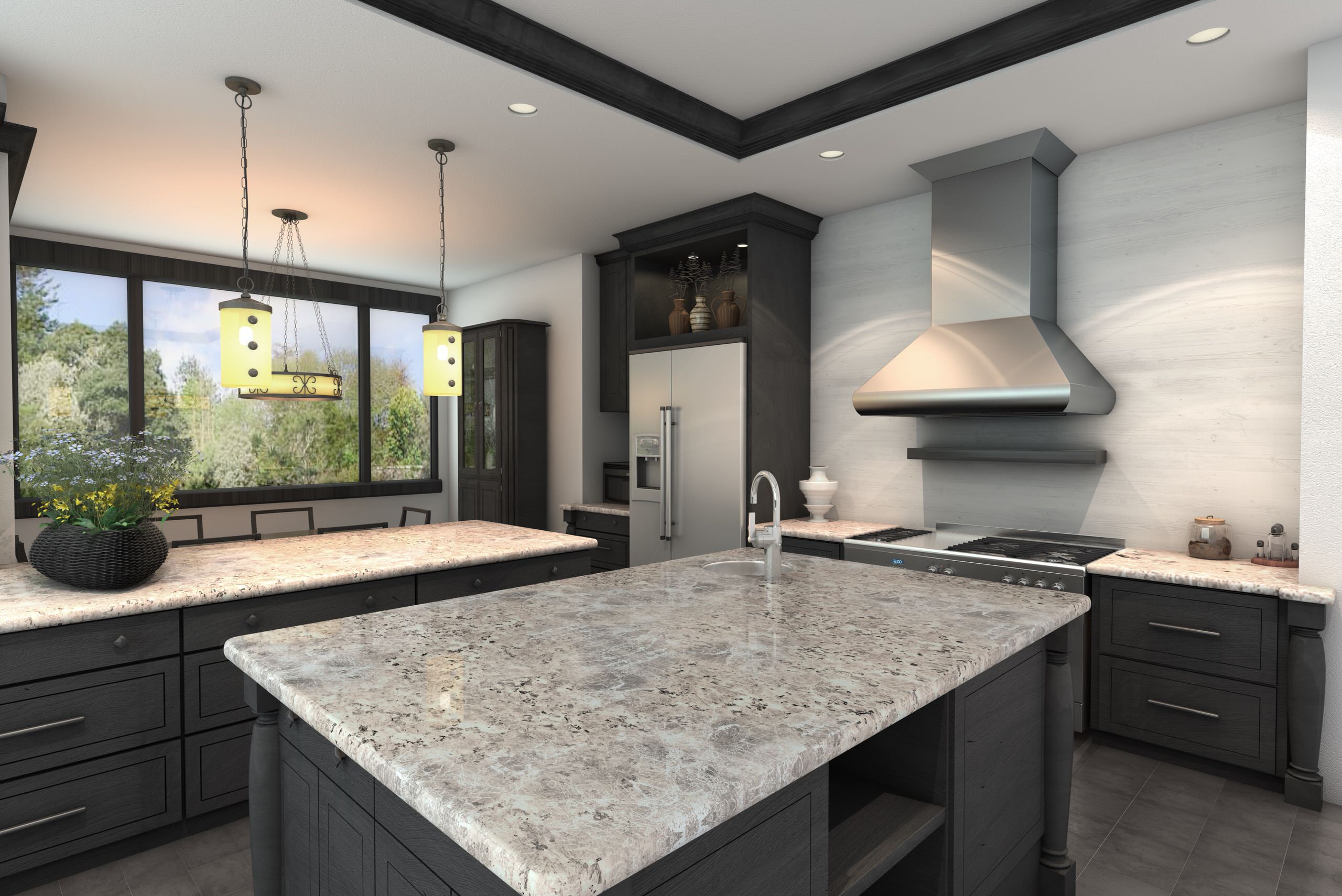 Kitchen remodel featuring a ZLINE 687-RS Stainless Steel Wall Range Hood