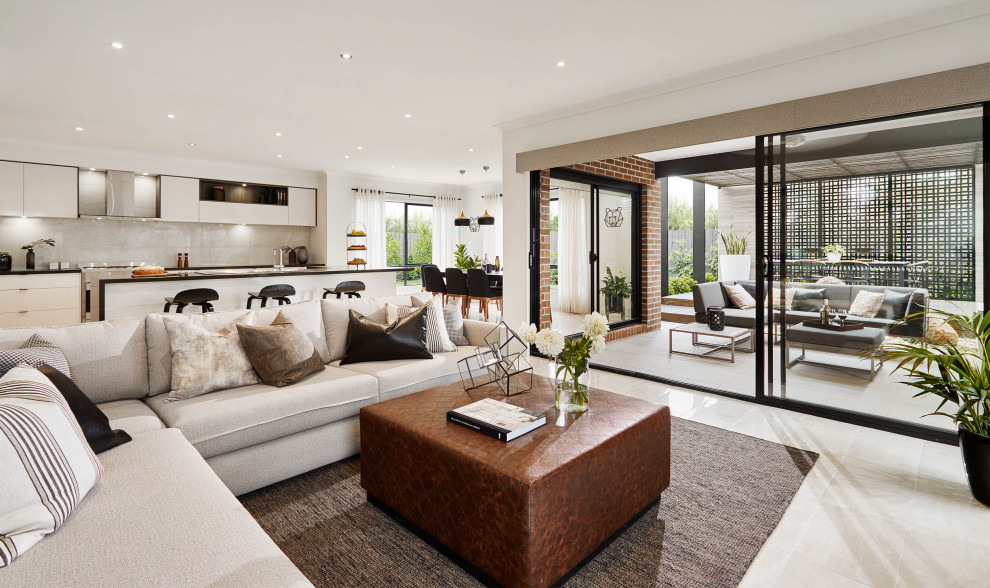 Design ideas for a large contemporary home design in Melbourne.