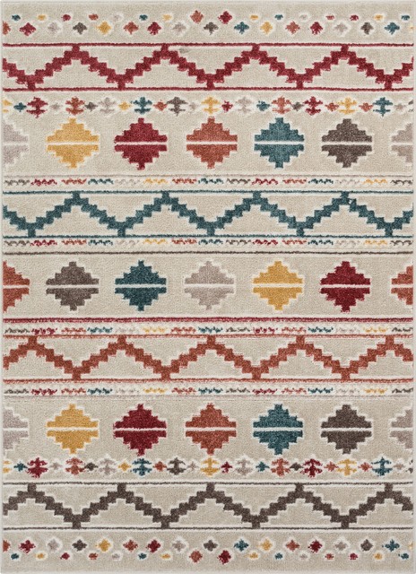 Moroccan Stripes Area Rug Multicolor, 3'11" X 5'3"