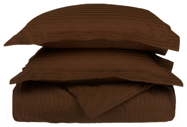 Luxury Egyptian Cotton Duvet Cover Bedding Set, Chocolate, Full/Queen
