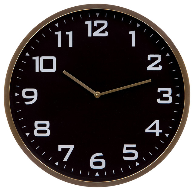 16 Round Essential Wall Clock Contemporary Clocks By Pinnacle Frames Houzz - Black Wall Clocks Australia