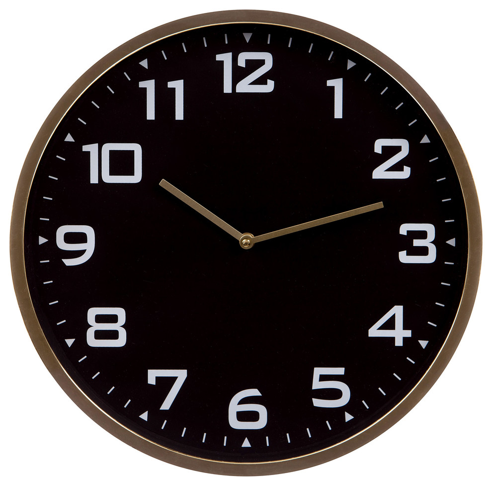 16" Round Essential Gold and Black Wall Clock