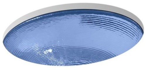 Kohler Whist Glass Under-Mount Bathroom Sink, Translucent Sapphire