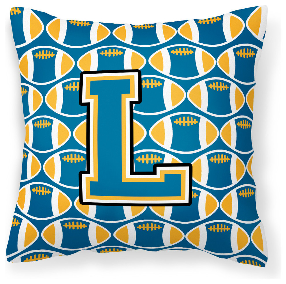 Letter L Football Blue and Gold Fabric Decorative Pillow - Contemporary ...