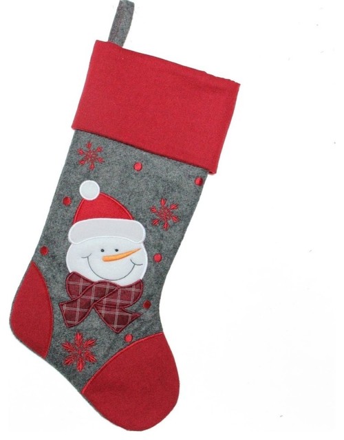 18 Gray And Red Embroidered Snowman Christmas Stocking Victorian Christmas Stockings And Holders By Northlight Seasonal