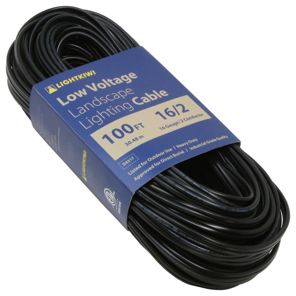 Low Voltage Landscape Lighting Cable 16/2 Direct Burial Outdoor Wire 100ft Industrial