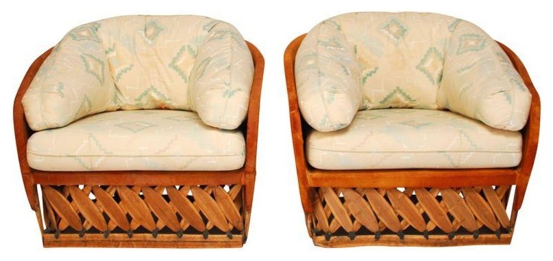 Pre-owned Mexican Equipale Pigskin Lounge Chairs - A Pair