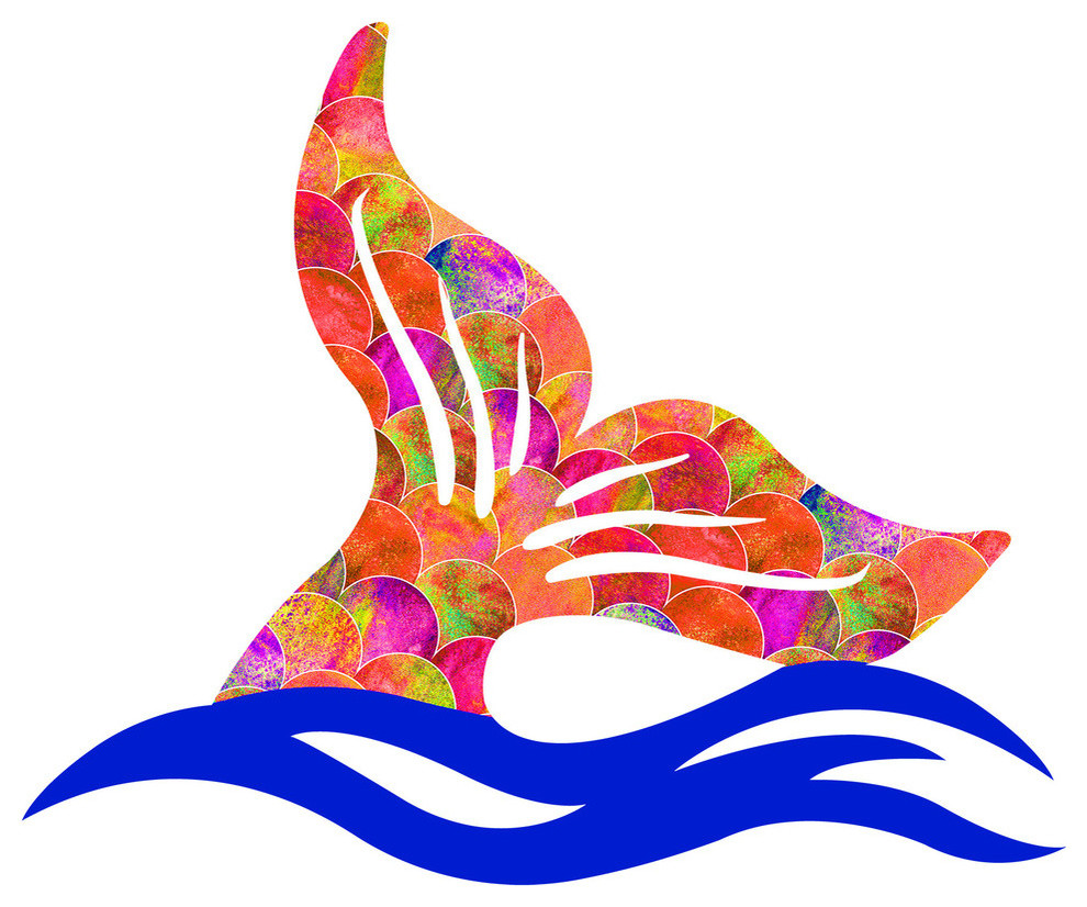 Rainbow Mermaid Tail Wall Art Beach Style Metal Wall Art by Next