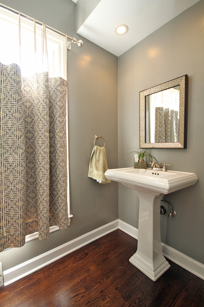 Creative window treatment allows light in and provides privacy since the powder