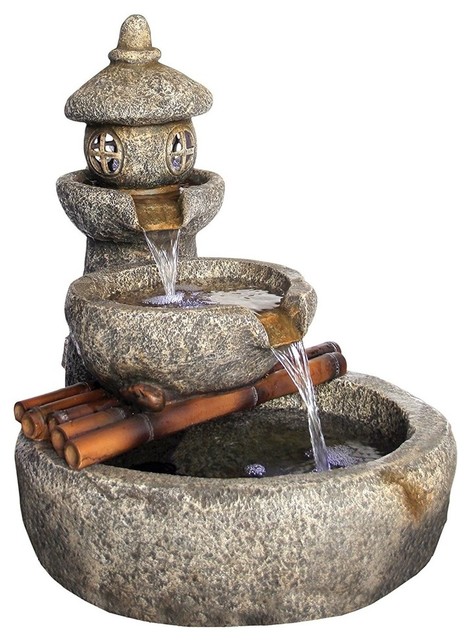 Water Fountain Asian Decor With Led Light Zen Fountain Outdoor