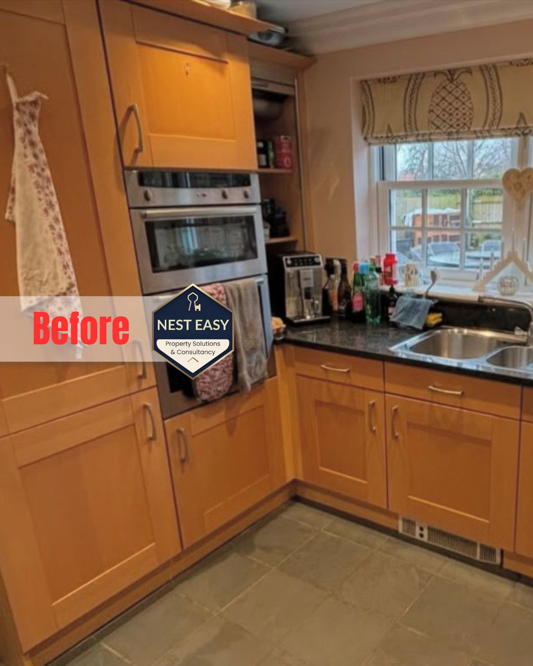 Before: Outdated Kitchen with Heavy Cabinets
